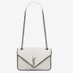 YSL CLASSIC SOFT ENVELOPE IN DOVE WHITE AND BLACK